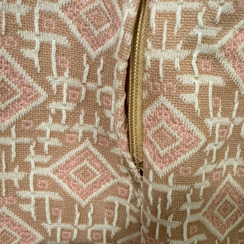 Vintage, 60’s, Pink & Taupe, Geometric-Patterned Women's Dress Double-knit poly - Picture 8 of 16